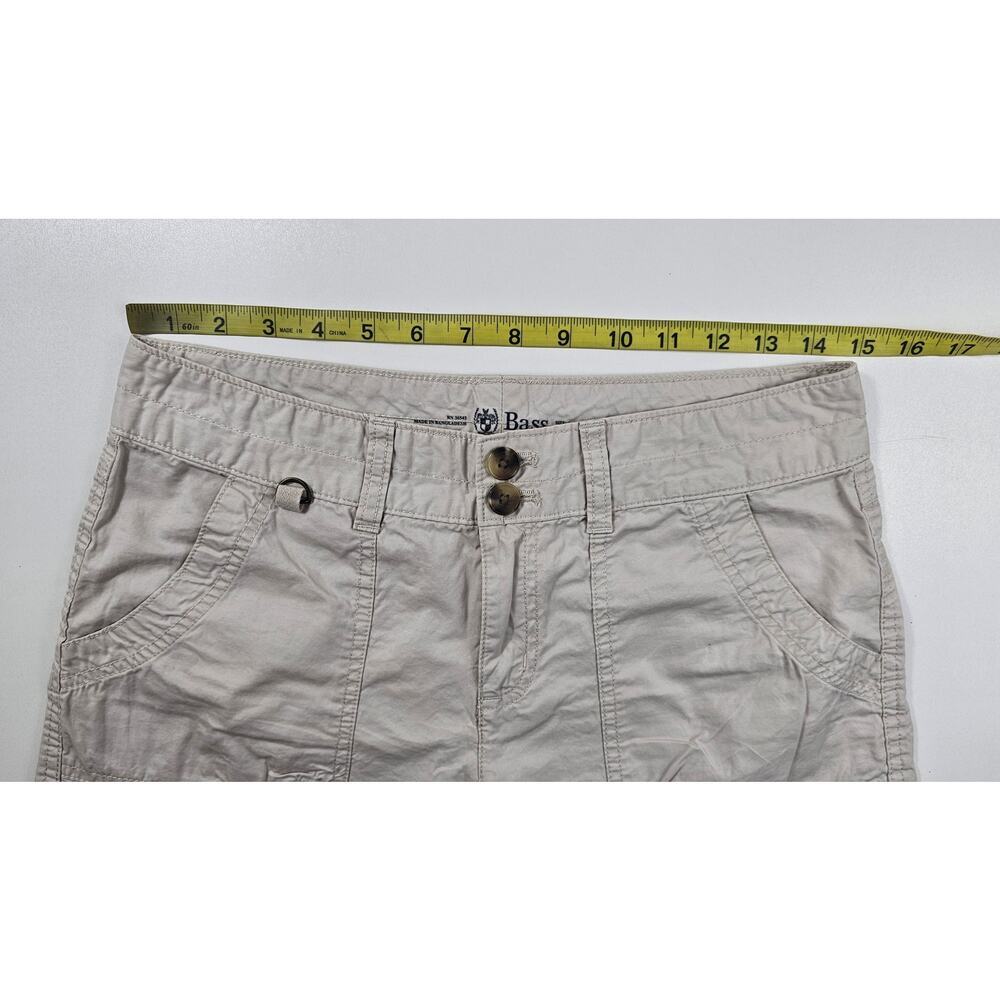 Bass sz 4 packable lightweight brown chino cotton shorts beige tan EUC casual - Picture 3 of 6